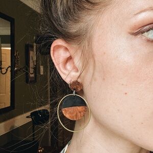 Handmade Wood & Resin Statement Earrings | Boho Modern Geometric Dangle